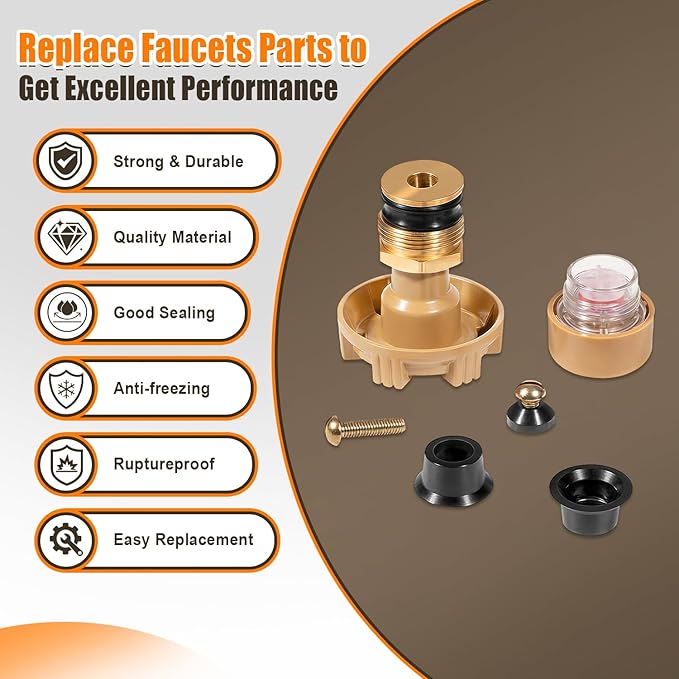 RK-17MH Outdoor Faucet Repair Kit for Woodford Model 17 Outside Faucets Parts Include Wheel Metal Handle Screws Packing Nut Washer Valve Seat Rubber and Vacuum Breaker Float Kits, 12PCS Set