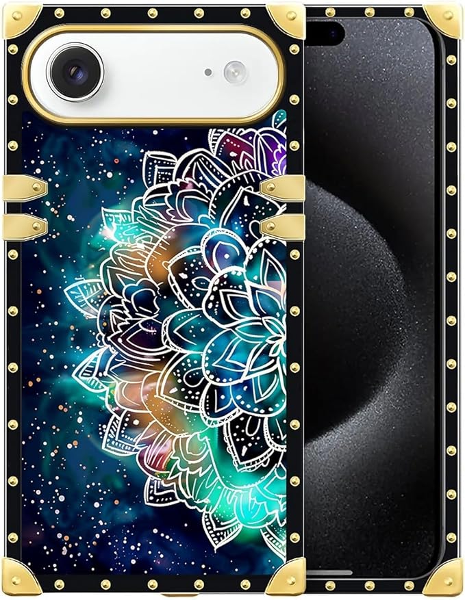 for iPhone 17 Air Case Luxury Golden Decoration for Girl Women Soft TPU Shockproof Protective Hard PC Back for iPhone 17 Air Crazy Pattern Starry Sky Colourful Mandala