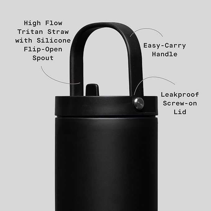 Corkcicle Go Cup XL - Leak-Proof Travel Tumbler - Triple Insulated Stainless Steel Water Bottle - Easy-Carry Handle - Summer Drinkware Gift - Keeps Drinks Ice Cold - 30 oz - Matte Black