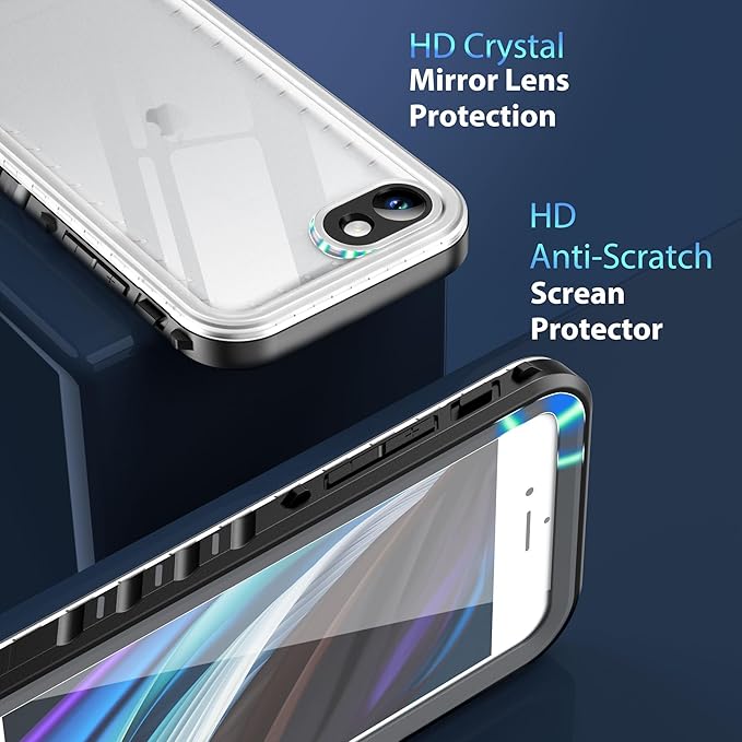 SPORTLINK Waterproof Case for iPhone SE 3rd 2022/iPhone SE 2nd 2020/iPhone 7/8 - Full Body Shockproof Dustproof Phone Screen Protector Rugged Waterproof Case for iPhone SE3/SE2/7/8 Clear
