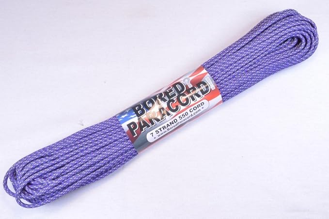 BORED? PARACORD! 550 lb Paracord – Ideal for Crafting, DIY Projects, Camping, Military & Active Outdoors – 300+ Colors – Tactical Parachute Cord Type III – Strong - Purple Rain 50 Feet