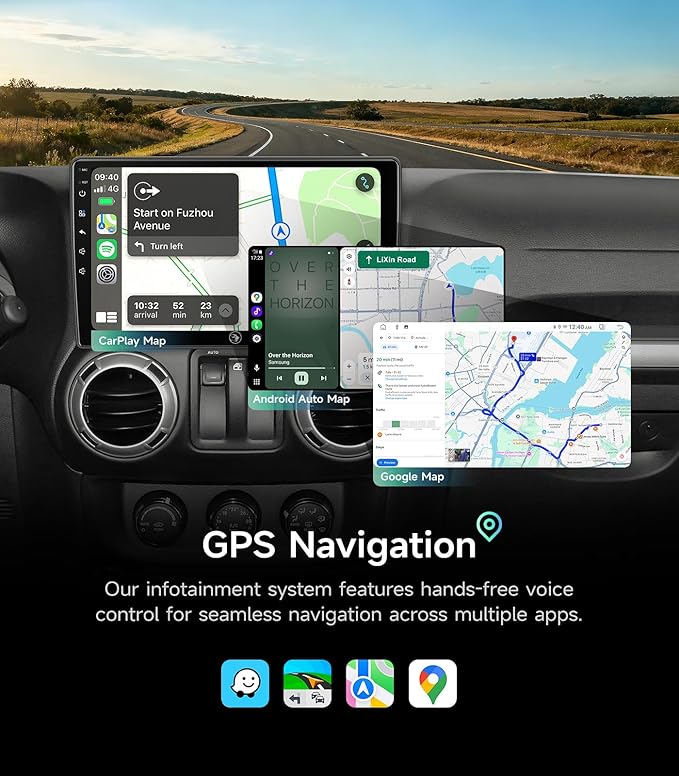 Car Radio Stereo Upgrade for Jeep Wrangler JK Compass Grand Cherokee Dodge Ram with Wireless CarPlay/Android Auto/10.2'' TouchScreen/Android13/GPS Navigation/Backup Camera (New-HC-Jeep 2+32G)