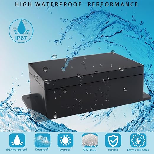 Watertight Junction Box, IP67 Waterproof Project Box Durable ABS Plastic Electronic Enclosure Case for DIY Electrical Project with Wall Fixed Ear 9.06" x 5.91" x 3.35"(230 x 150 x 85 mm)