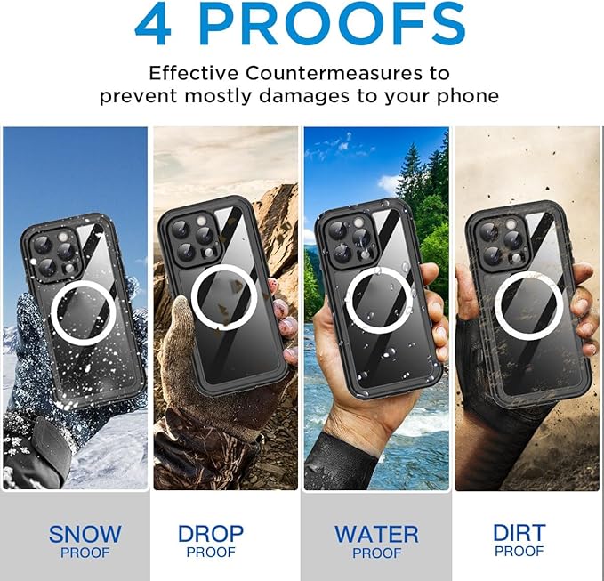 AICase Waterproof Case for iPhone 16 Pro Max(6.9") with MagSafe Clear Water Proof,Snowproof,Dustproof and Shockproof,IP68 Real 360 Full Body Protection Underwater Cover for iPhone 16 Pro Max
