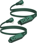 DEWENWILS 3 Outlet Flat Extension Cord Plug Christmas, 3FT 16/3 Awg Grounded Power Cable for Indoor Use, SPT-3 Cord, Green, ETL Listed, 2 Pack