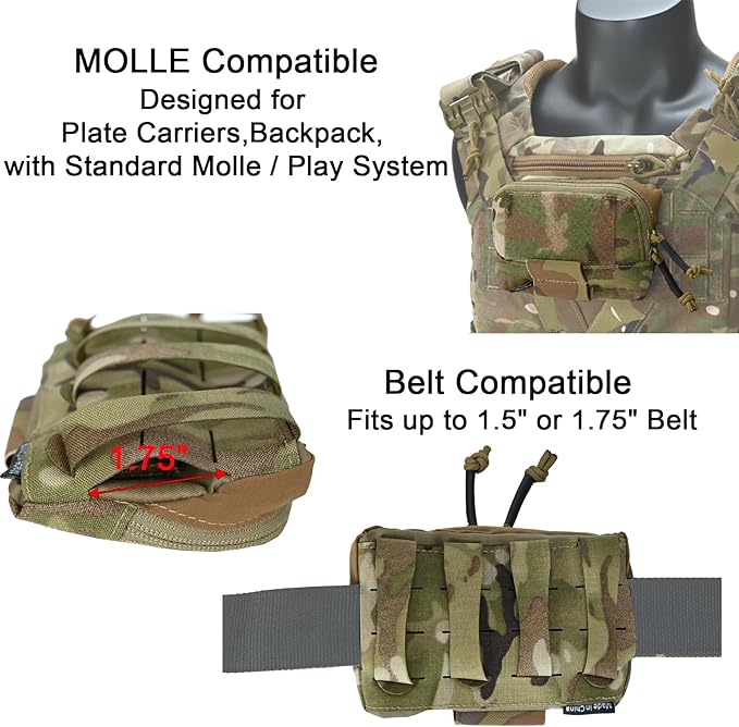 Tactical Molle Admin Pouch Chest Rig Small Molle Chest Pouch Utility MOLLE/Belt Pouch Tactical Vest Pouch Storage Organizer Panel for Tactical Vest 1.75'' Belt Molle Platform
