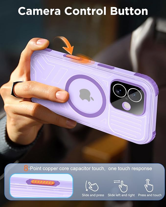 for iPhone 17 Waterproof Case with Magsafe, Built-in [Privacy Screen Protector] [Lanyard], IP68 Water Proof Full Body Dustproof Anti-Spy Frosted Protective Phone Cover, 6.1" Purple
