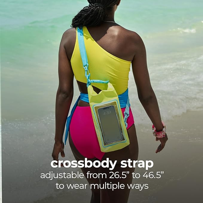 Case-Mate Citrus Splash Mini IP68 Waterproof Bucket Bag - Roll Top Dry Bag 2L Cap with Waterproof Pouch for Swimming Kayaking Boating Travel and More - For Phones Up to 7"