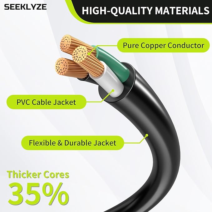 16/3 Black Extension Cord 8 FT (2Pack), Indoor Extension Cord for Laptops, Coffee Makers, Office Home Appliances, 3 Prong Resistant Cable Flexible, 13A 125V 1625W ETL Listed