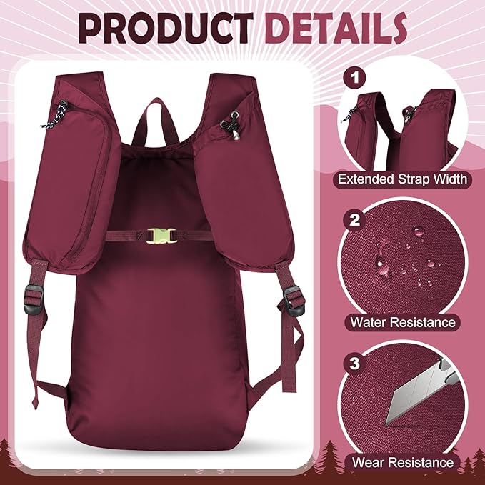 12L Ultralight & Thin Packable Daypack, Small Foldable Hiking Backpack Travel Bag, Water Resistant Day Pack for Men Women