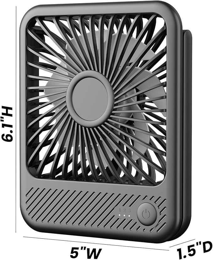 Koonie Battery Operated Desk Fan, 5'' Small USB Portable Fan with Max. 11h Runtime, Strong Wind, 180° Tilt Folding and 3 Speeds Adjustable, Ultra Quiet for Office Travel Camping Bedroom