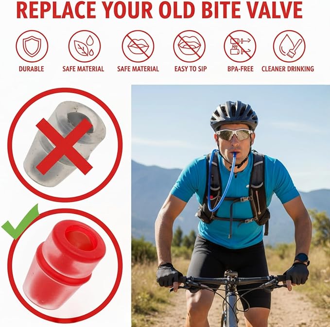 6PCS Silicone Bite Valve Replacement Nozzles, Bite Valve Replacement Sheath for Water Bladder Reservoirs, Hydration Pack Bite Valve Sheath Safe Nozzle Mouthpiece Replacement Compatible with Osprey