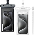 wellhouse Waterproof Phone Pouch, Waterproof Phone Case for iPhone 17 16 15 14 13 Pro Max XS Samsung, IPX8 3D Cellphone Dry Bag Beach Essentials (2 Pack - Black & White8.0, 8 inch)