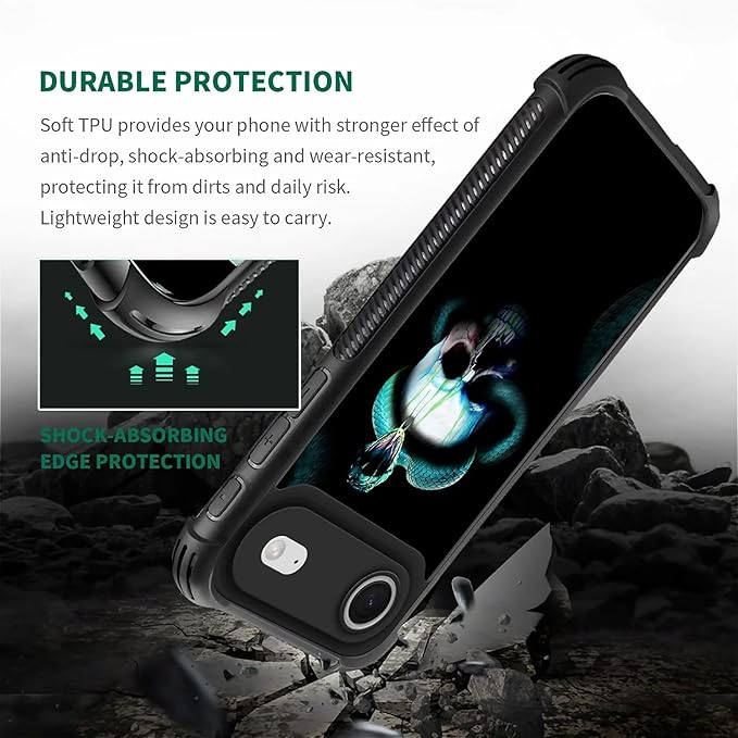 for iPhone 17 Air Case,for MagSafe Graphic Design for Girl Boy Soft Silicone Hard Acrylic Shock Protection Designed for iPhone 17 Air Skeleton Winding Snake Pattern