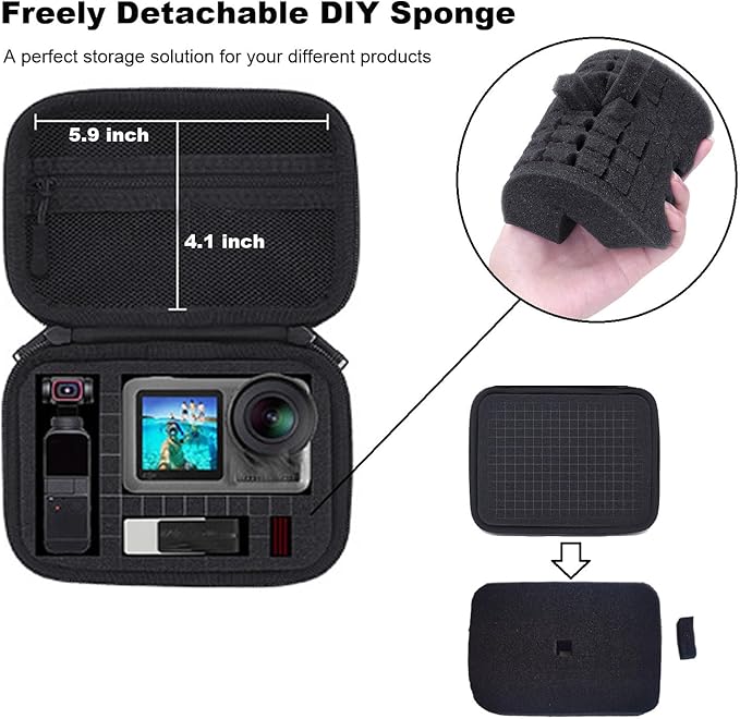 Hard Carrying Case with Customizable Foam Protective Case Outdoor Travel Electronic Organizer Pouch Storage Bag Compatible with Digital Camera Electronic Instruments Power Bank