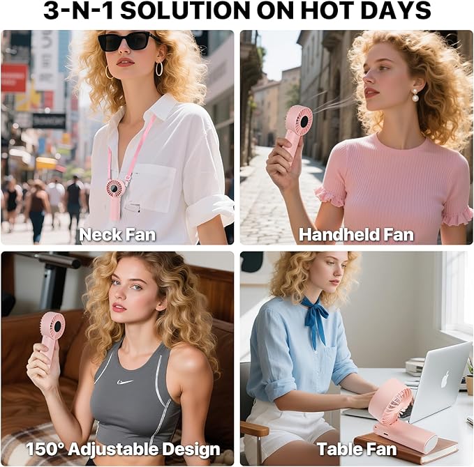 Foldable Handheld Fan, 5-Speed, High-Speed Motor, LED Display, 10 Hours long-lasting,3-IN-1 Portable Fan for Outdoor Activities, Travel, Beach
