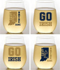 Set of 4 Shatterproof Designer 16 oz Plastic Wine Glasses MADE in the USA (NOTRE DAME-INSPIRED)