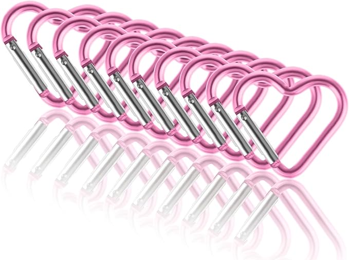 Ouligay 10pcs Cute Heart Shaped Carabiner Star Carabiner Heart Shaped Backpack Clips Key Ring Clip Heart Keychain Clip for Dog Leash Water Bottle Holder Snap Clips Keys