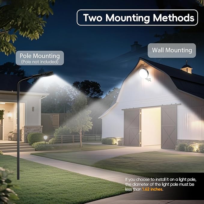 150W 4 Pack 20000LM Dusk to Dawn Outdoor Lighting, LED Barn Lights Outdoor with 150° Adjustable Photocell Pole Light 6500K Flood Light, IP66 Waterproof Area Street Light for Garage Yard