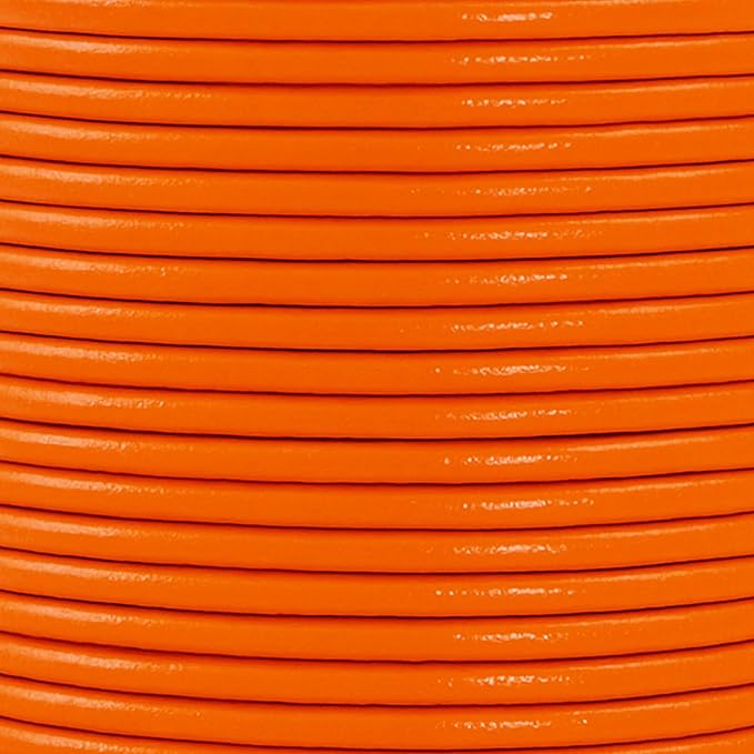 Mandala Crafts Round Genuine Orange Leather Cord for Jewelry Making – 1.5mm Cowhide Leather Rope String Lace for Kumihimo – 20 Yards Cowhide Craft Cording Spool