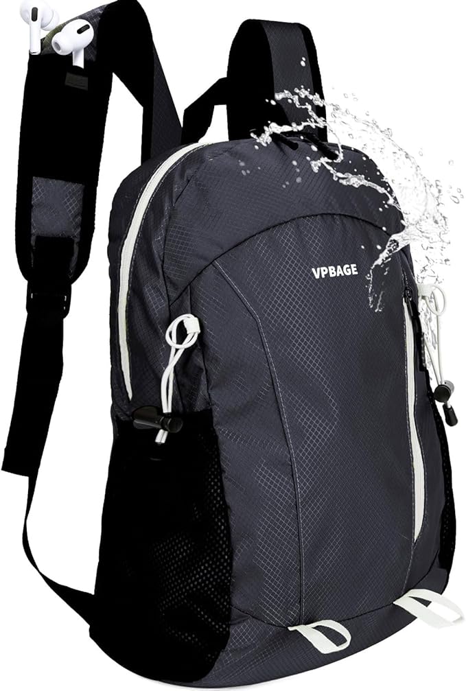 VPBAGE 15L Water-resistant Hiking Daypack, Small Backpack Travel Outdoor, Lightweight Packable Day Pack Carry On for Women Men Adults