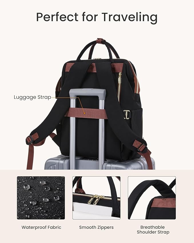 LOVEVOOK Laptop Backpack for Women with Giant Tumbler Holder Pocket, 18 inch Travel Work Bag Purse for Nurse Teacher, Waterproof Casual Daypack Bookbag for College Business