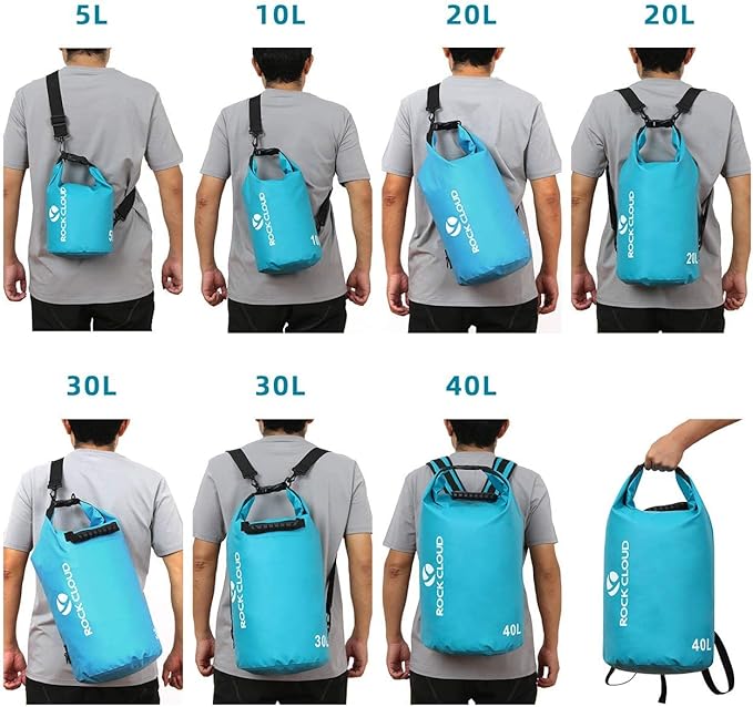 ROCK CLOUD Dry Bag Waterproof 20L Dry Sack for Kayaking Rafting Boating Beach Surfing Swimming Canoe Camping Hiking Fishing Ski, Orange