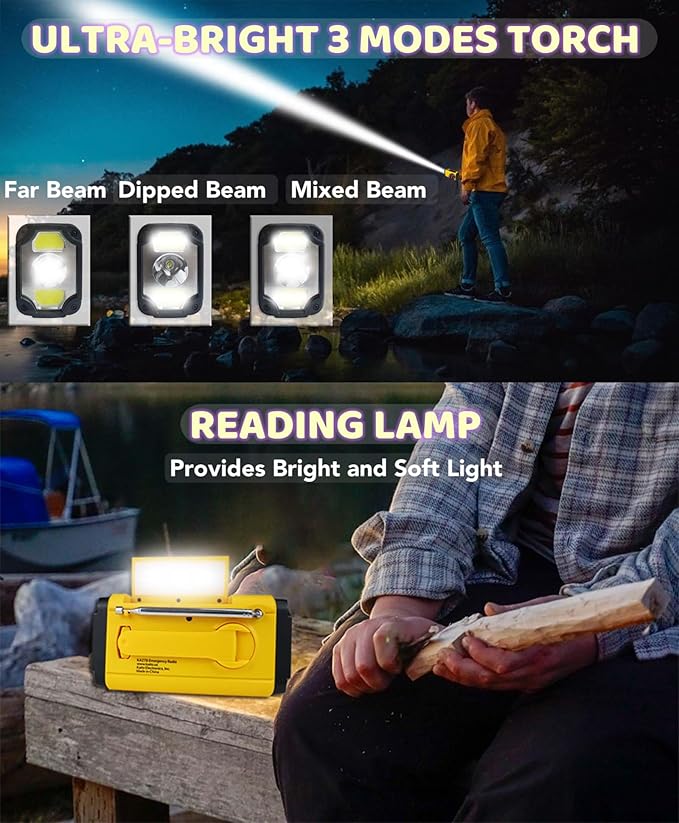 Kaito Voyager Solar Crank AM/FM & NOAA Weather Radio, Rechargeable 4000 mAh Battery, LED Flashlight Portable Emergency Radio for Outdoor and Home Use