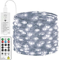 HXWEIYE Rechargeable Fairy Lights with Remote & DIY Timer, 33ft 100LED Battery Operated Twinkle String Lights, 8 Modes Decor Light for Bedroom Indoor Wedding Dorm Christmas Tree Party (White)