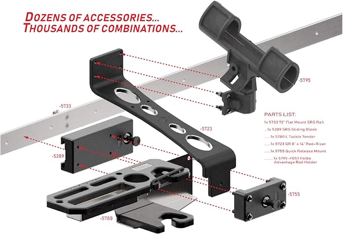 Sliding Rail System (SRS) 24" Flat Surface Mount Rail - Fishing Gear Storage and Railing