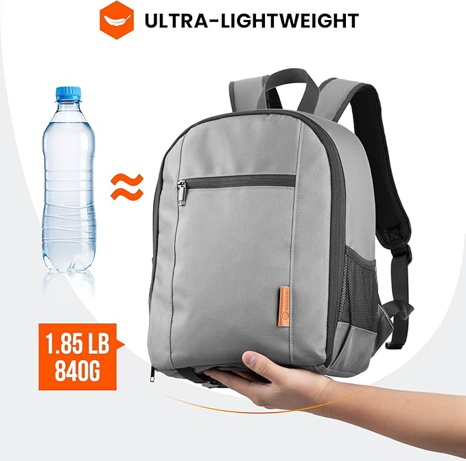 TARION Professional Camera Backpack Case with Laptop Compartment Waterproof Rain Cover for DSLR SLR Mirrorless Camera Lens Tripod Photography Backpack for Women Men Grey TB-S