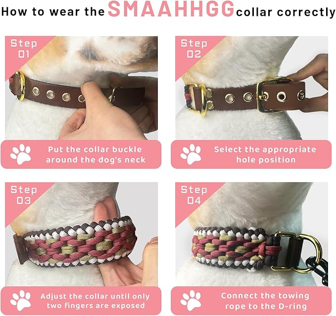 Rustic Autumn Weave Braided Paracord Wide Dog Collar, Adjustable Collar for Medium Large Dogs, Stylish Pet Gear for Boys Girls Dog, XL