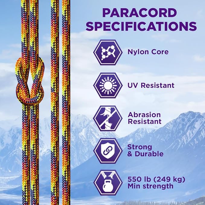 TECEUM Reflective Paracord Rope 1000 – 1000ft/200ft/100ft/50ft – 40+ Colors – Glow in The Dark – para Cord – Utility Rope for Survival, Hunting & Camping Gear – Nylon String, Camping Rope, Tent Cord