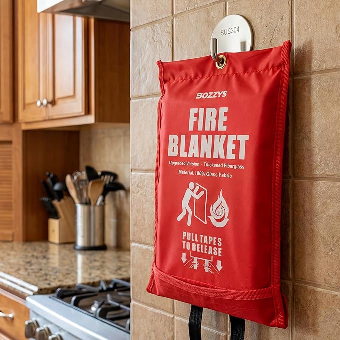 Fire Blanket 3-Pack | Fiberglass Prepared Fire Suppression | 40"x40" Fire Blankets Emergency for Home and Kitchen