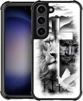 for Samsung Galaxy S23 Plus Case, Lion Cross Jesus Christ Dove Pattern Graphic Design Girl Boy Soft Silicone Hard Acrylic Shock Protection for Samsung Galaxy S23 Plus