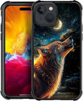 for iPhone 15 Case, Star Cave Hungry Wolf Pattern Graphic Design Girl Boy Soft Silicone Hard Acrylic Shock Protection for iPhone 15
