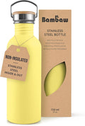 Bambaw 750ml Stainless Steel Sports Bottle, Yellow Sports Bottle, Non-Insulated Water Bottle, Reusable, Hiking 750ml - Imperial Yellow