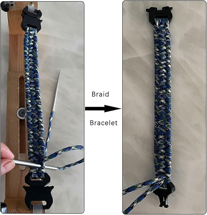 Parachute Cord Bracelets Trilobite Weaved Paracord Bracelet with Side Release Buckle 8.7 inch Black Bracelet for Men Women 1 Set
