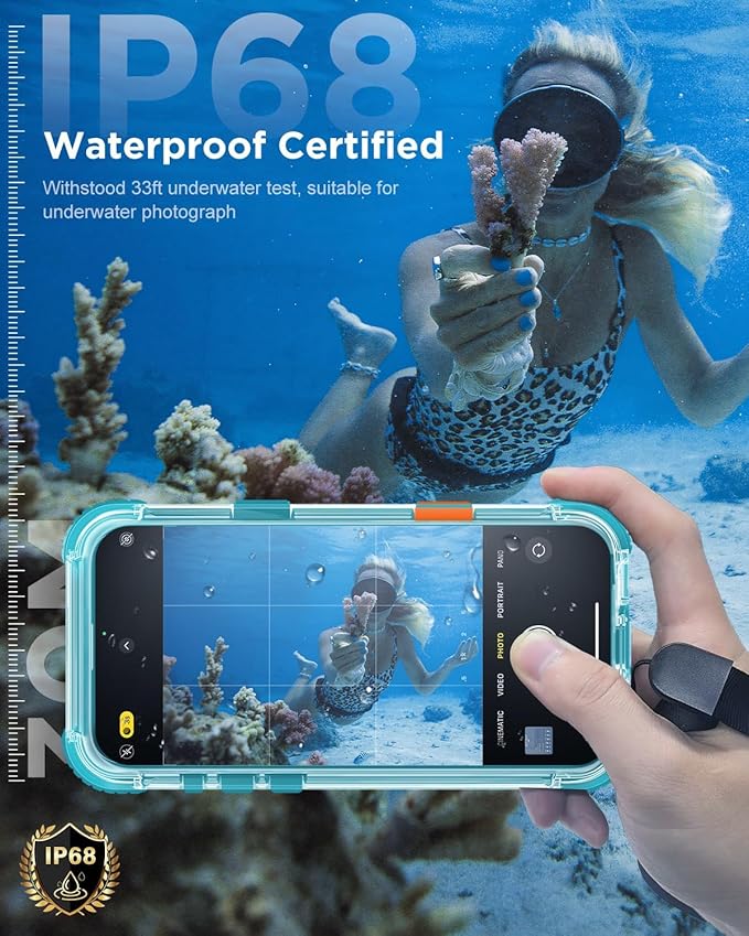 for iPhone 16 Pro Waterproof Case with Magsafe, Built-in [Camera & Screen Protector] [Lanyard], IP68 Water Proof Full Body Dustproof Heavy Duty Frosted Protective Phone Cover, 6.3" Teal