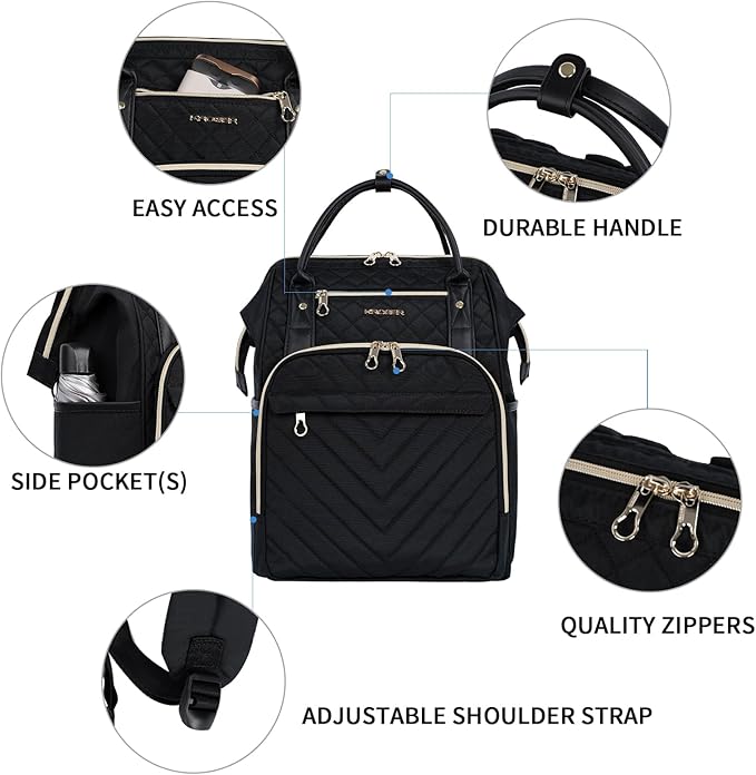 KROSER Laptop Backpack 17" Stylish Backpack Water Repellent College Casual Daypack Travel Business Work Bag for Men/Women-Quilted | Water Repellent, College, Casual Daypack, USB Port, Travel, Business
