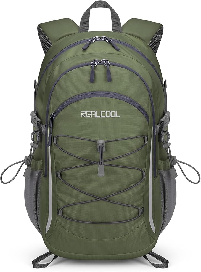 RealCool Hiking Backpack for Men Women,20L Lightweight Waterproof Travel Camping Backpack Hiking Daypack for Cycling Running,Army Green