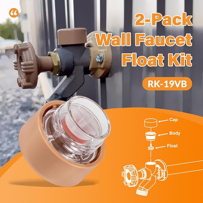 RK-19VB Vacuum Breaker Float Kit fit for Woodford Model 19 Wall Faucets, Freezeless Anti-Siphon Wall Faucet Repair Kit, 2-Pack