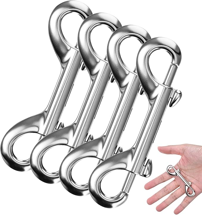 4 PCS Snap Hooks, 3.5 Inch Double Ended Snap Hooks Multipurpose Carabiners for Pets Leashes, Water Buckets, Keys & More Indoor Outdoor Use for Home & Farm