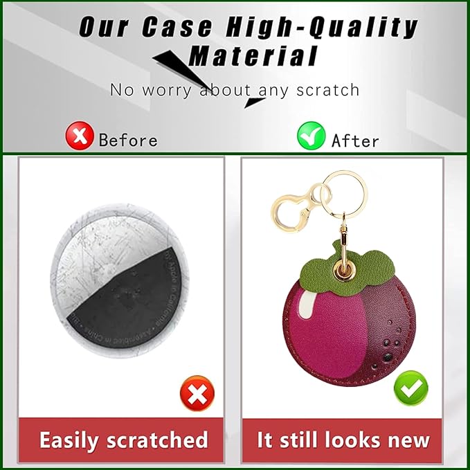 Leather Keychain Holder Case Compatible with AirTag,Cute air tag Cover with Keychain Ring,GPS Tracker Case for Keys