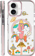Case for iPhone 16 Plus,[Compatible with MagSafe],Spaceship Mushroom Phone Case Design，for Women Girls Magnetic Clear Cover - Slim, Sleek, & Shockproof Protection