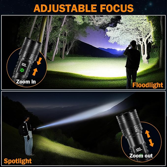 6Pack Rechargeable Flashlights High Lumens, LED Flashlight Rechargeable with LCD Digital Display, 5Modes Adjustable Flash Light, Super Bright Flashlight Powerful, Tactical Flashlights for Home