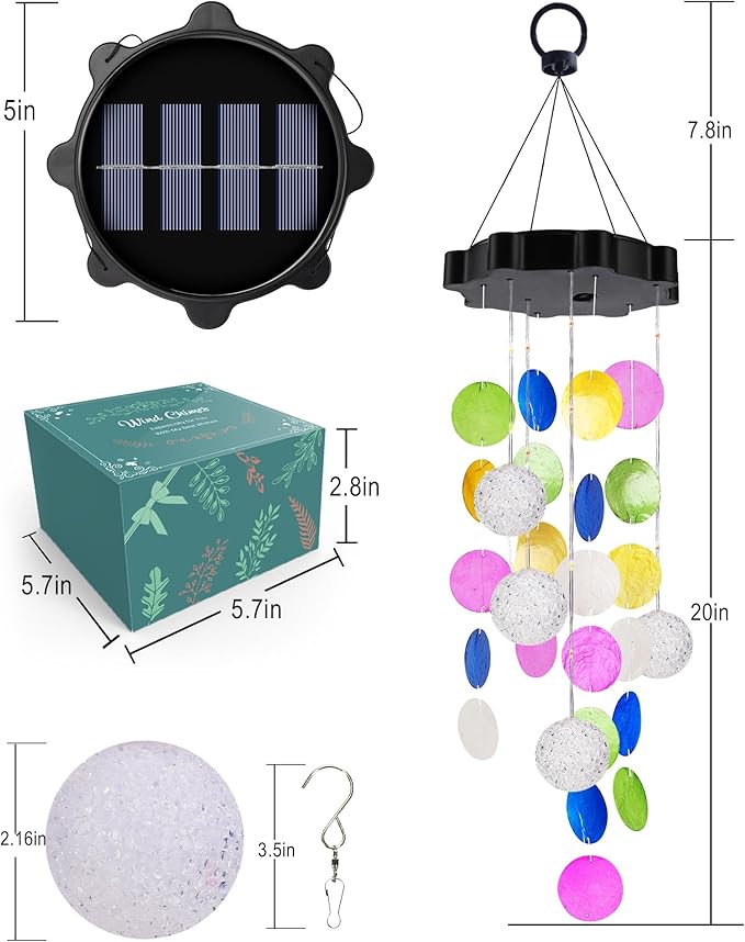 Toodour Solar Wind Chimes for Outside, Hanging Pastel Lights with 2 Modes, Shells Light Gifts for Mom Grandma Wife, LED Outside Decorative Mobile Lights for Garden Yard Patio Decorations(Pastel)