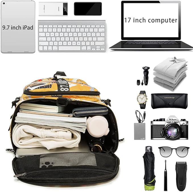 Gym Duffle Bag Waterproof black Laptop Backpack Suitable for Hiking, Fishing, Travel 40L Large Capacity Trendy Cool Lightweight Backpack for Men and Women
