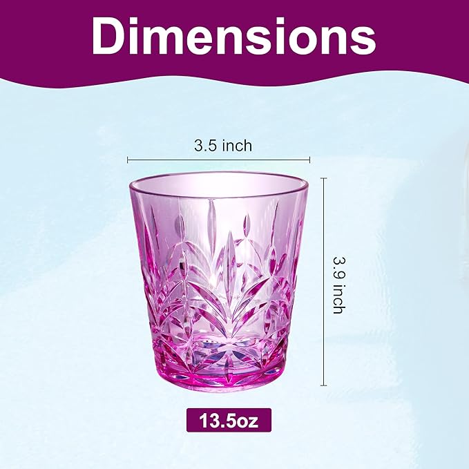 Lily's Home 13.5 oz Unbreakable Premium Drinking Tumblers Set of 4, BPA-Free Dishwasher-Safe Stackable Cups, Mixed Colors Reusable Drinkware for Water, Juice, Indoor, Outdoor Use, Made in Taiwan.