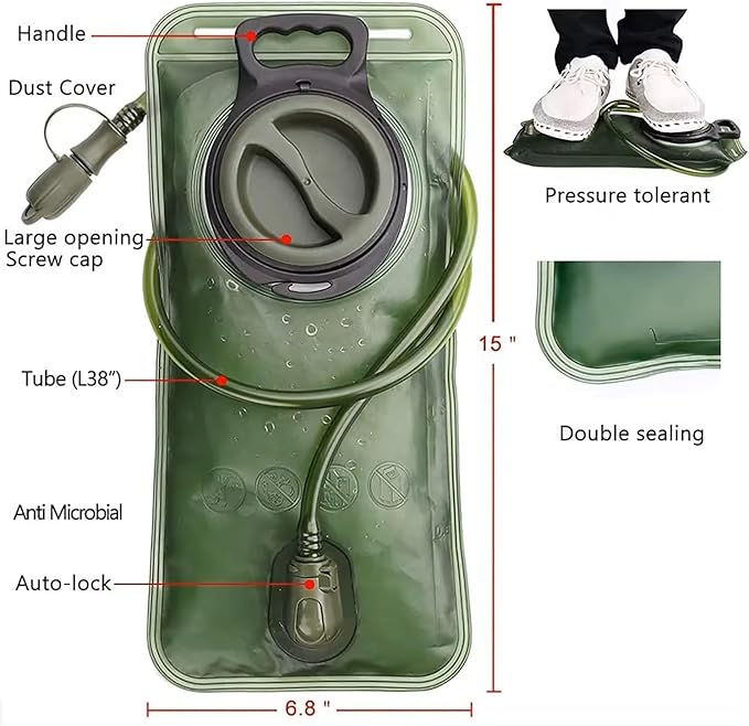 Largest Water Hydration Bladder, 3L (100 oz) Water Bladder for Hiking Camping Cycling Running, Leak Proof Water Reservoir, BPA-Free Water Pouch Hydration Pack, Never Run Out of Water.